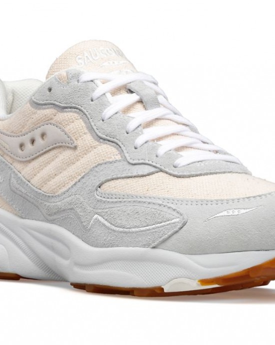 Saucony 3d Grid Hurricane Blank Canvas Beige White Women