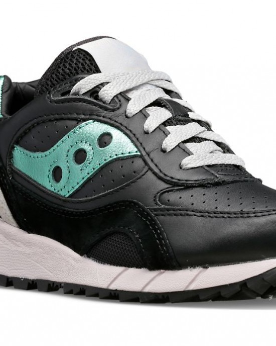 Saucony Shadow 6000 Leather Black Light Turquoise Women